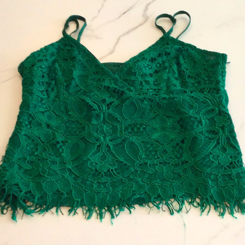 Xhilaration green lace crop top, small.